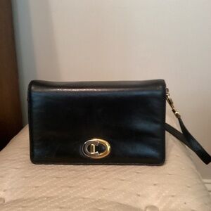 Vintage Christian Dior Black Leather Shoulder Bag
